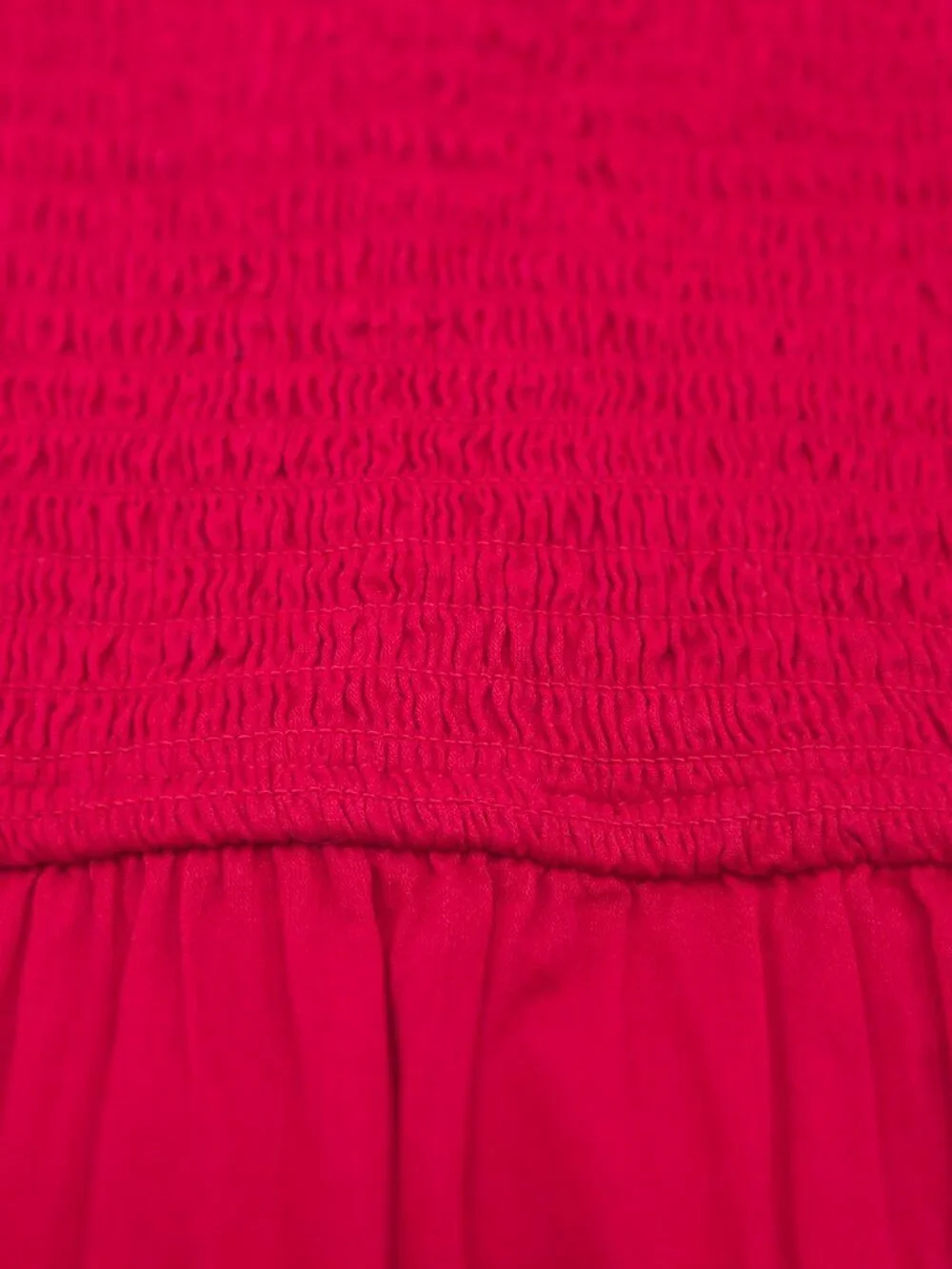 Monoprix Red Smocked Midi Dress NWOT lined - Picture 7 of 11
